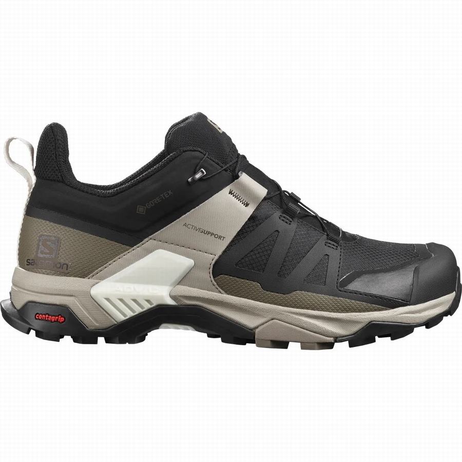 Salomon X Ultra 4 Gore-tex Férfi Túracipő Fekete/Olivazöld (FOB7521BL)